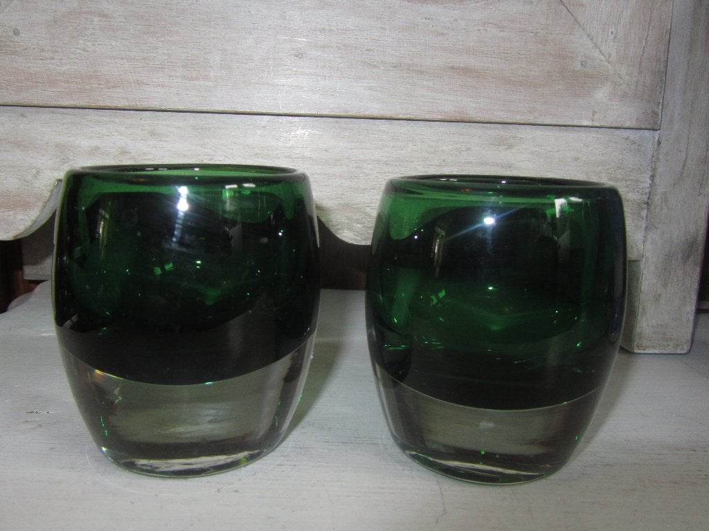 Dik glas waxinelichthouder, 8 cm, Waxinelichthouder, Ophalen of Verzenden, Groen