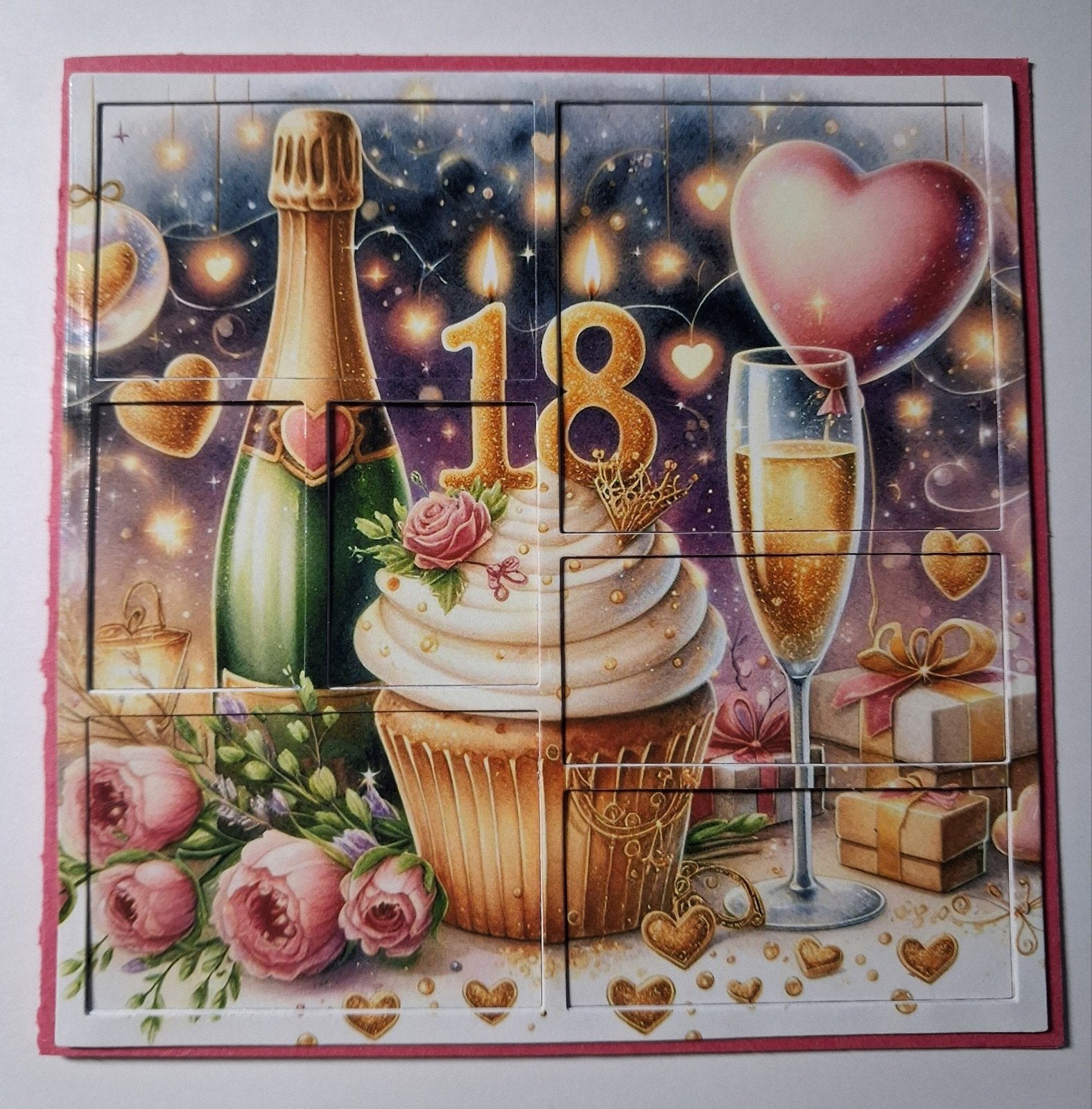 Dieptekaart 18 cupcake en champagne, Ophalen of Verzenden, Overige thema's