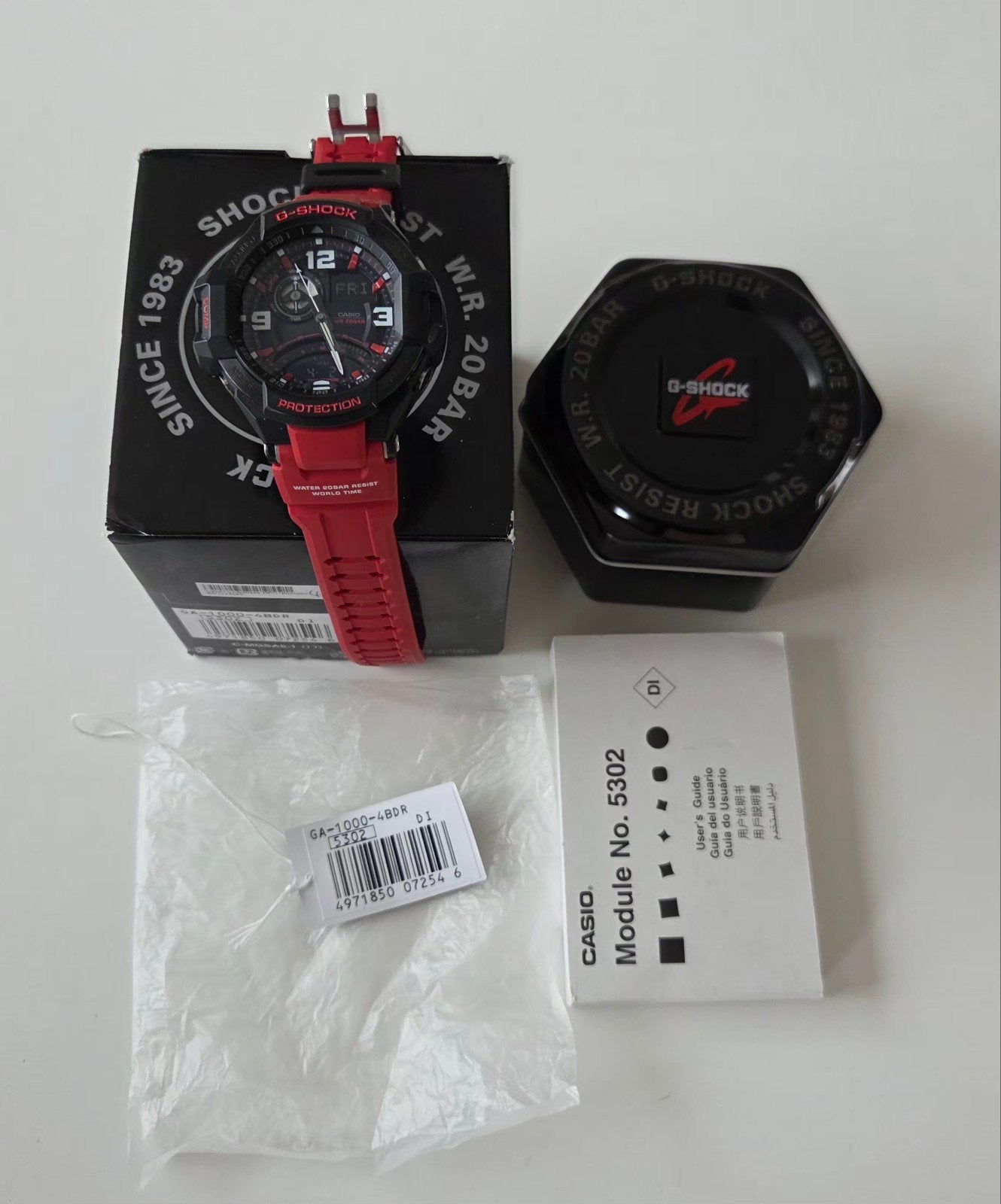 Casio G-Shock GA-1000-4BDR Rood Herenhorloge, Ophalen, Zo goed als nieuw, Casio