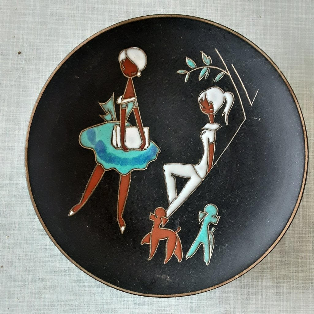 Ruscha wandbord meisje met poedel, Ophalen of Verzenden