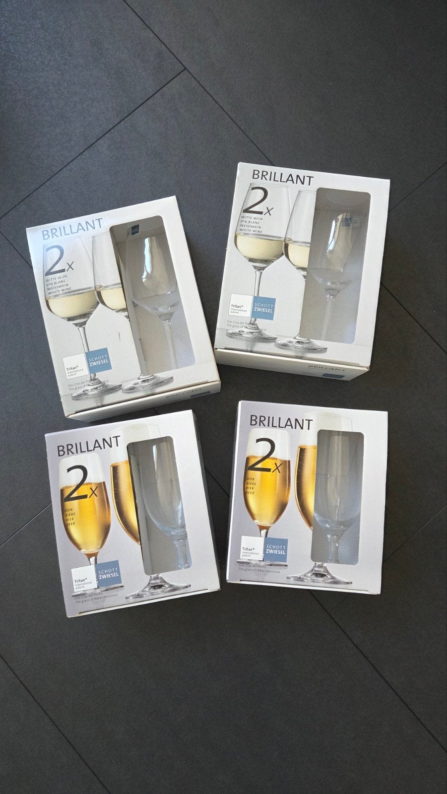 Schott Zwiesel Brillant Witte Wijn- en Bierglazen (2x2), Ophalen, Nieuw, Overige merken, Glas