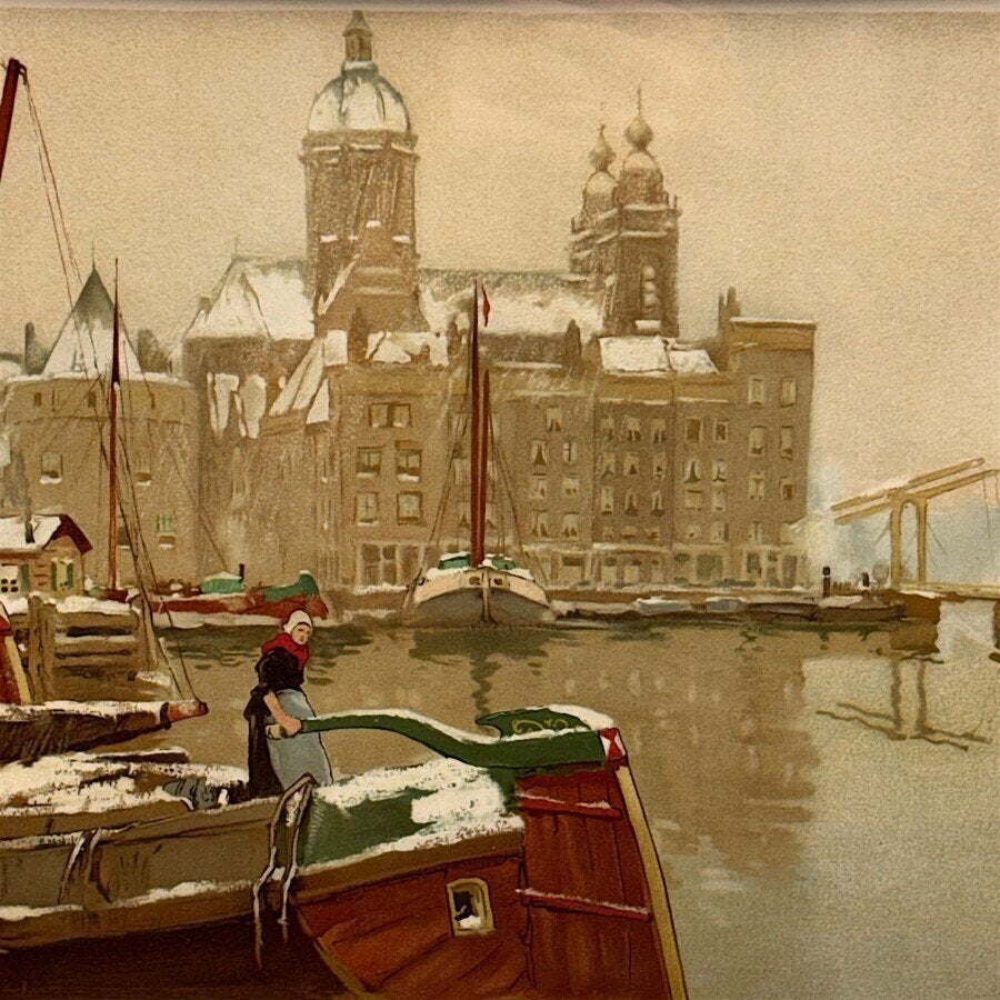 Henri Cassiers (1858-1944) - Winter in Amsterdam, Ophalen of Verzenden