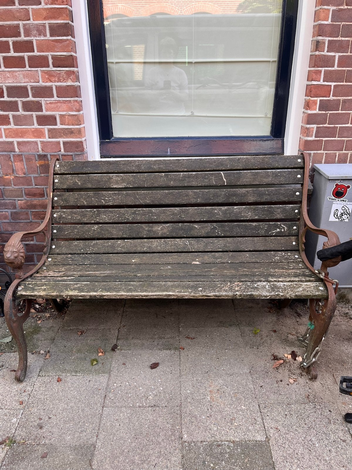 Vintage tuinbank met gietijzeren frame, Ophalen