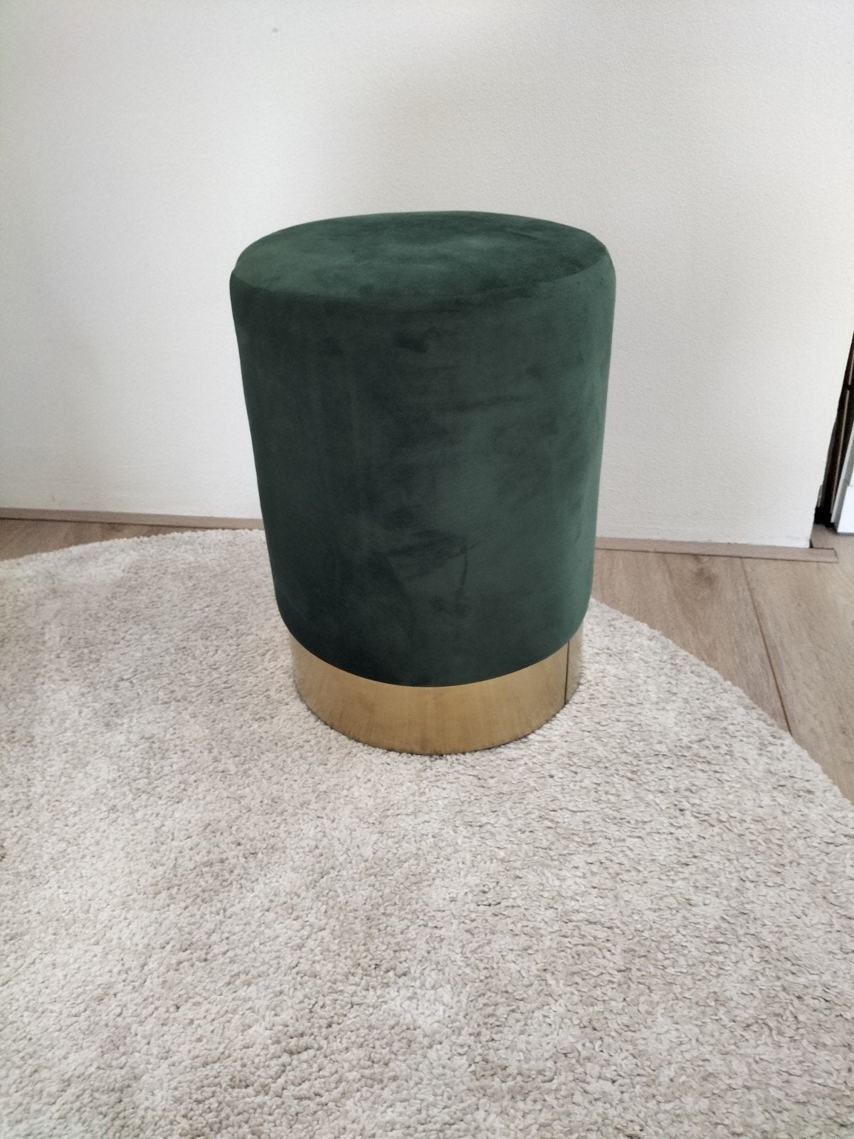 Velvet poef groen, Ophalen, Rond, Minder dan 50 cm, Minder dan 50 cm