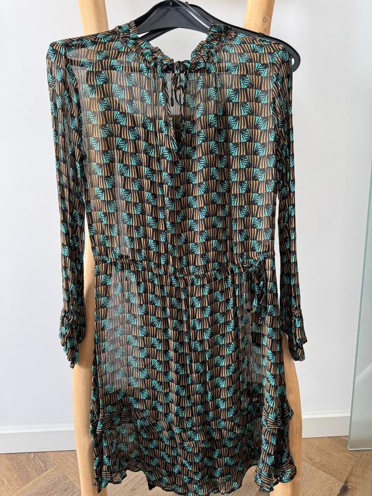 Expresso voile jurk met onderjurk - groen, zwart, bruin, Ophalen of Verzenden, Nieuw, Maat 36 (S), Groen
