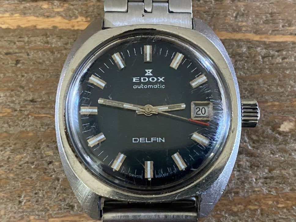 Vintage Edox automatic Delfin werkend, Overige merken, Staal, Gebruikt, Staal