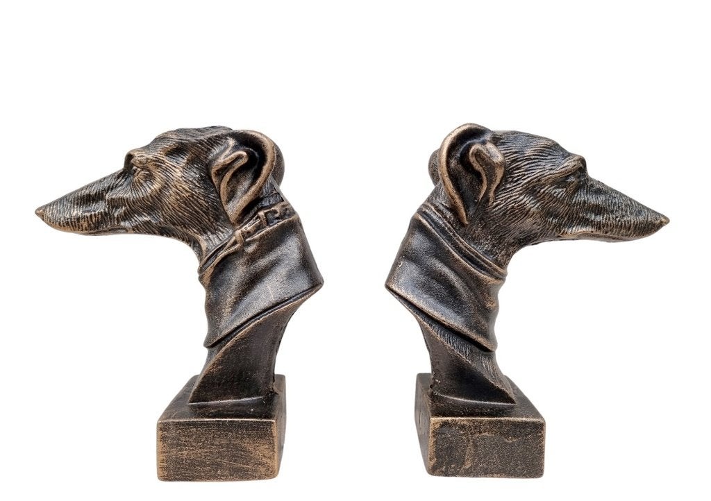 2 mooie gietijzeren buste windhond whippet greyhound, Ophalen of Verzenden, Beeld