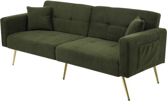 Nieuwe slaapbank/futon, olijfgroen, 150 tot 200 cm, 75 tot 100 cm, Ophalen of Verzenden, Stof