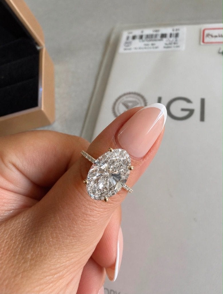 Verlovingsring met lab-grown diamant 5.01 karaat, Sieraden, Tassen en Uiterlijk, Ringen, Wit, Nieuw, Ophalen of Verzenden, Kleiner dan 17
