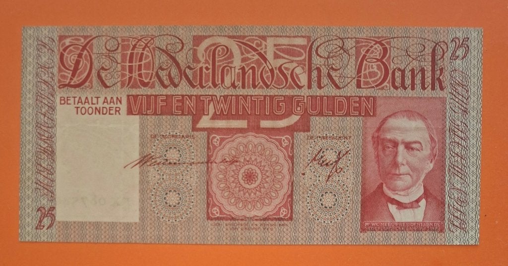 Bankbiljet 25 gulden, Postzegels en Munten, Verzenden, 25 gulden, Los biljet