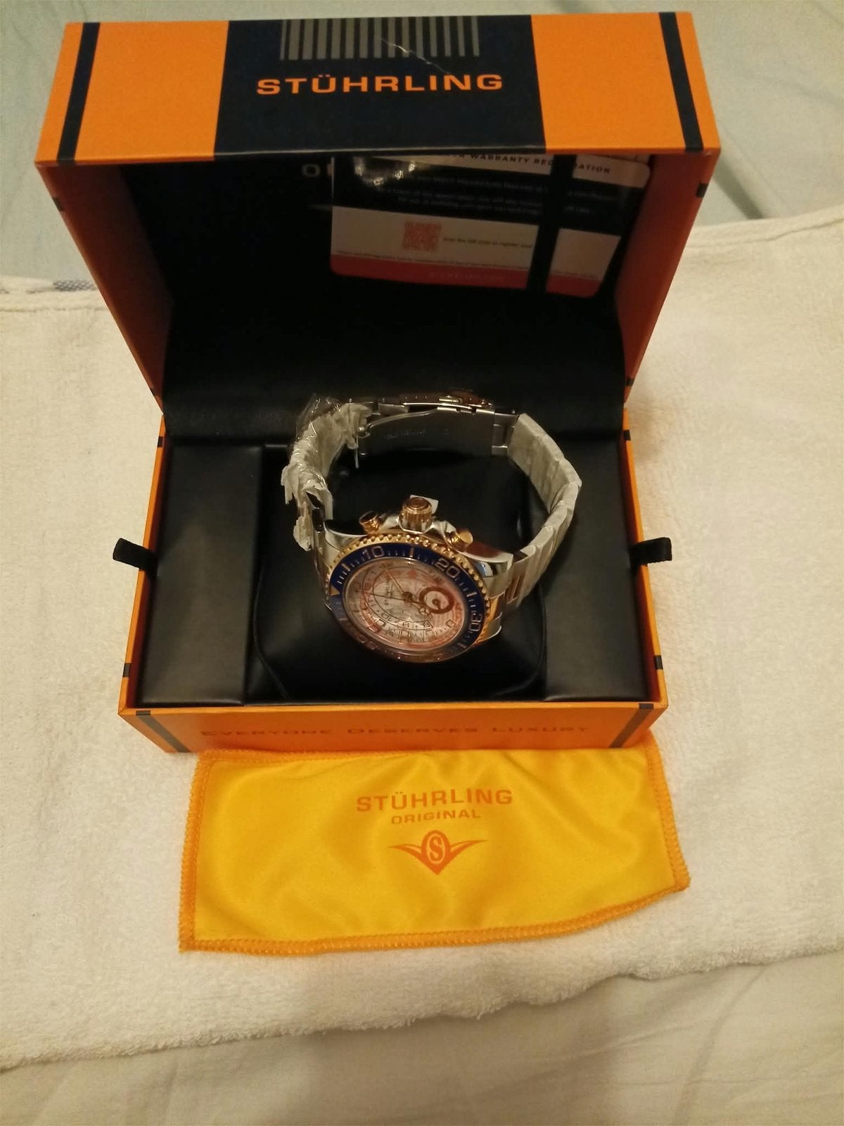 Stührling Original Chronograph Watch – Two-Tone with Blue, Overige merken, Overige materialen, Overige materialen, Nieuw