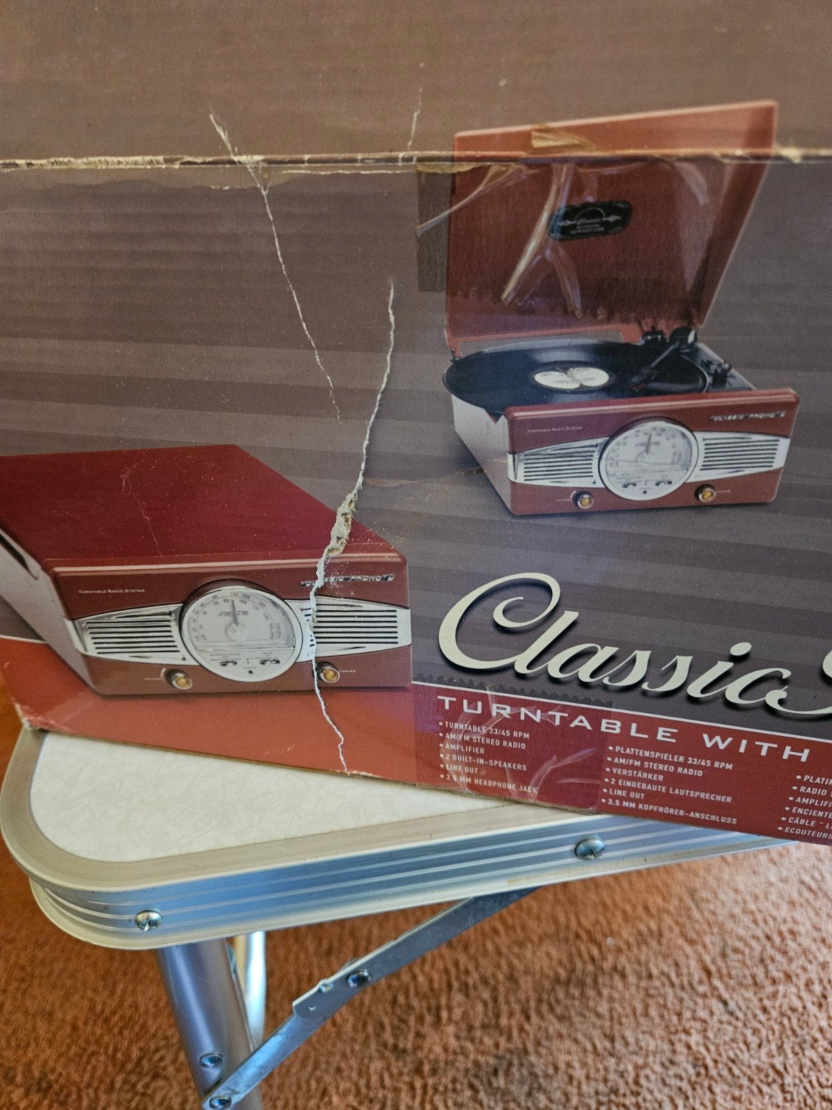 Classic Phono TT-29 Platenspeler met Radio - Rood, Audio, Tv en Foto, Ophalen, Nieuw, Overige merken