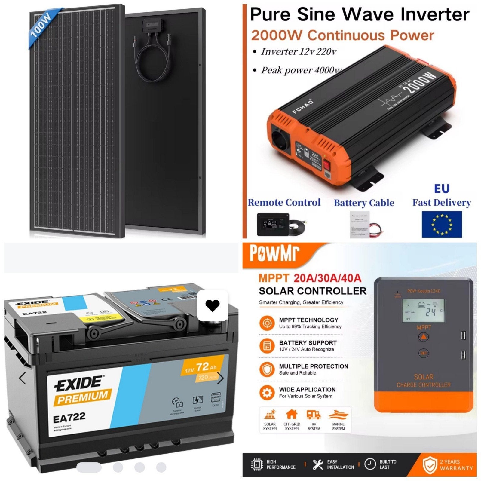 Compleet Off-Grid Systeem 12V 2000W, Ophalen