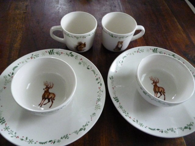 kerstservies met herten, Overige typen, Ophalen of Verzenden, Overige stijlen, Glas