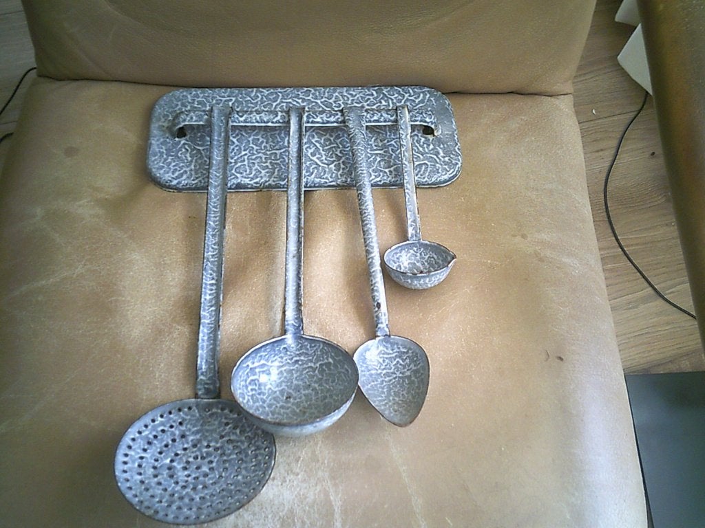 Grijs gewolkt emaille lepelrek, Antiek en Kunst, Ophalen of Verzenden