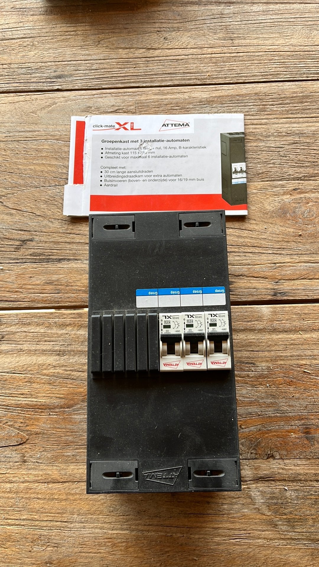 Groepenkast met 3 installatie-automaten, Ophalen, Nieuw, Attema, Groepenkast