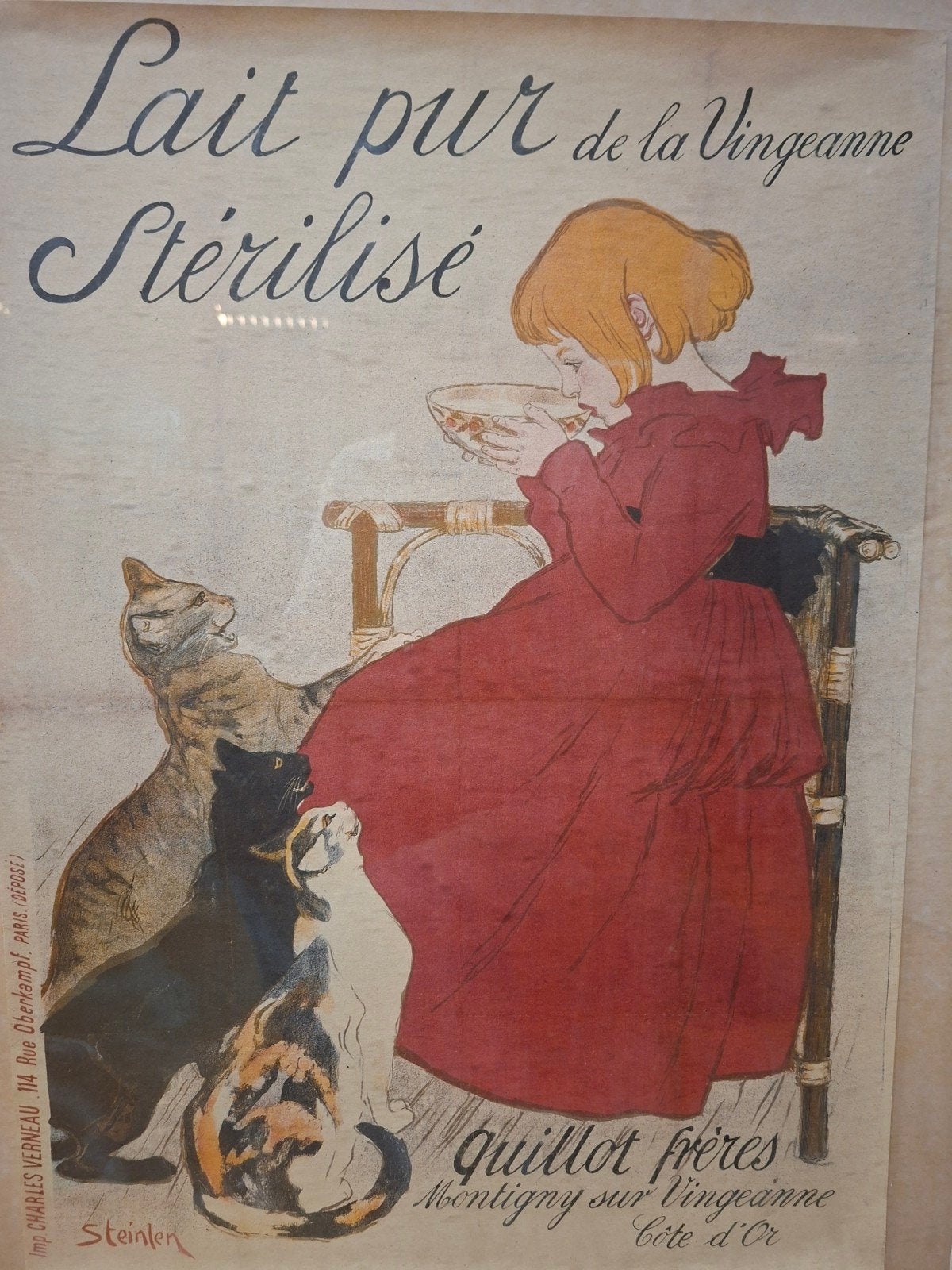 Steinlen ingelijste reproductie "Lait Pur de la Vingeanne", Ophalen, Huis en Inrichting