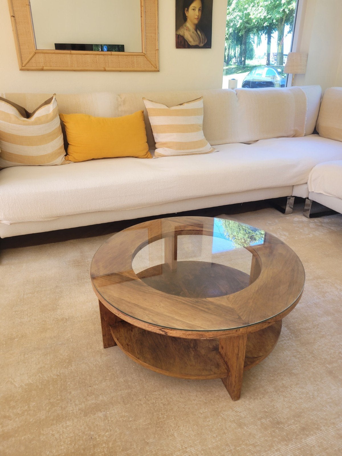 Henk Wouda vintage design salontafel coffeetable hout rond, Ophalen