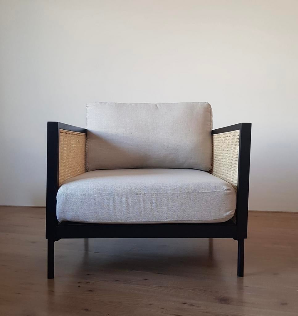 Mooie Lounge Fauteuil naturel met rotan, Huis en Inrichting, Ophalen, Minder dan 75 cm, Zo goed als nieuw, 75 tot 100 cm