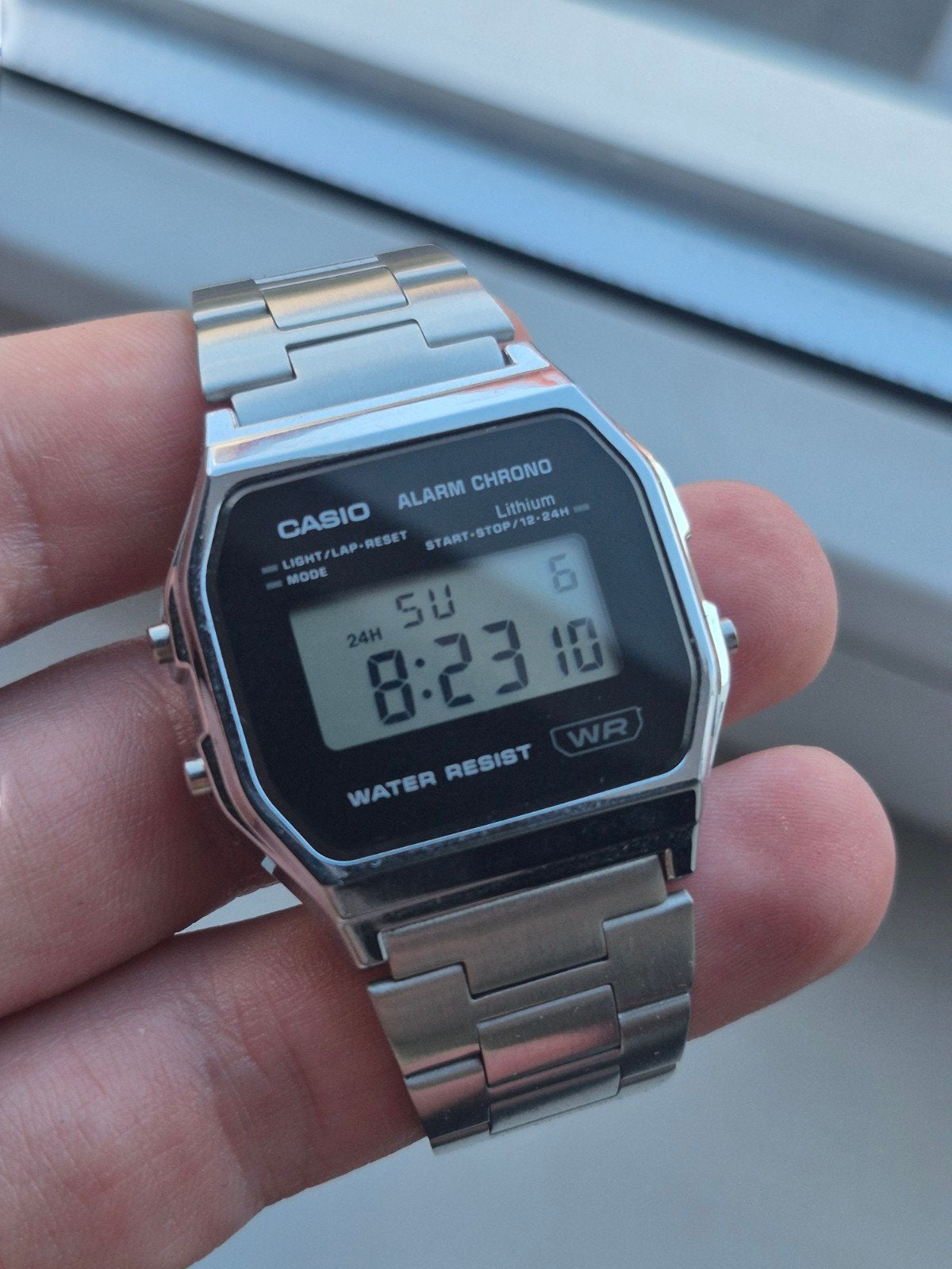 Casio Alarm Chronograph Ref. A158WE - Module 593, Casio, IOS, Ophalen of Verzenden, Zo goed als nieuw