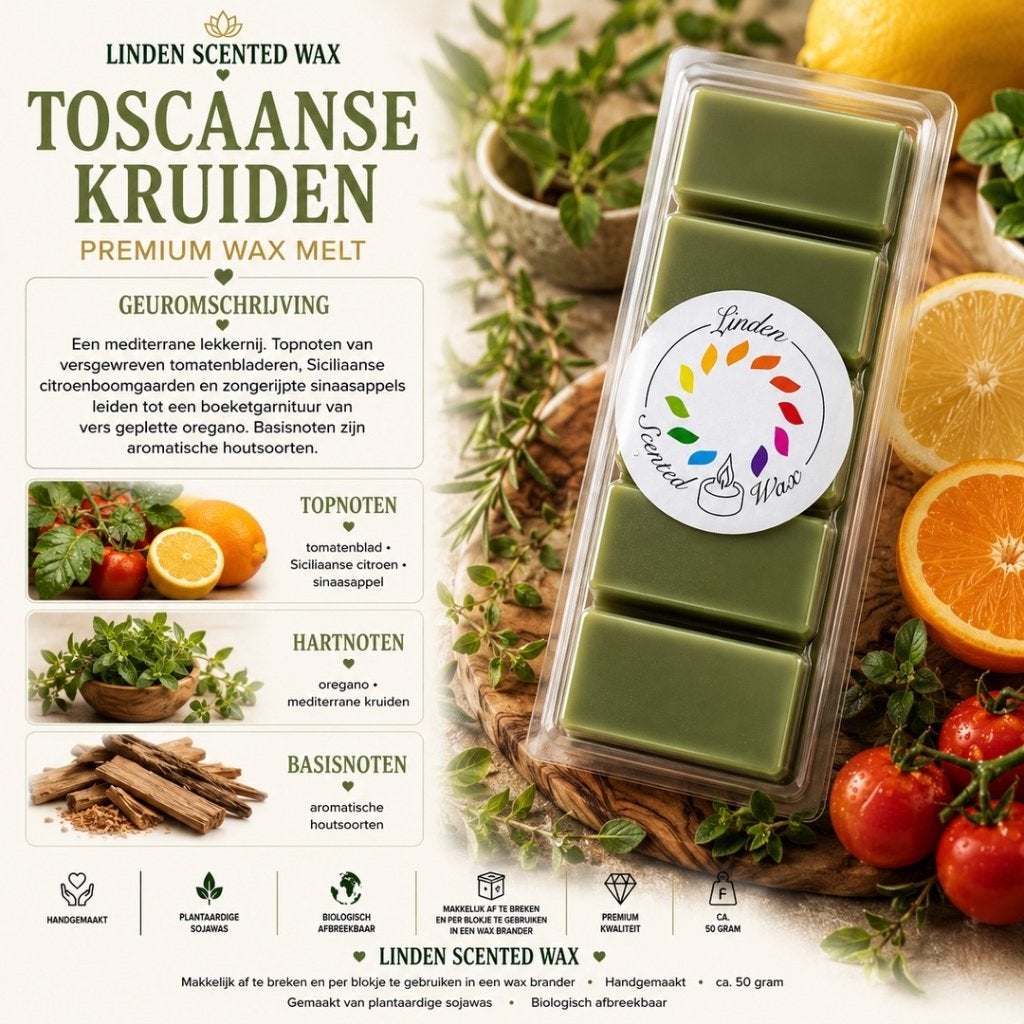 Waxmelts Toscaanse kruiden geur waxmelt, Ophalen of Verzenden, Nieuw, Was, Kaars