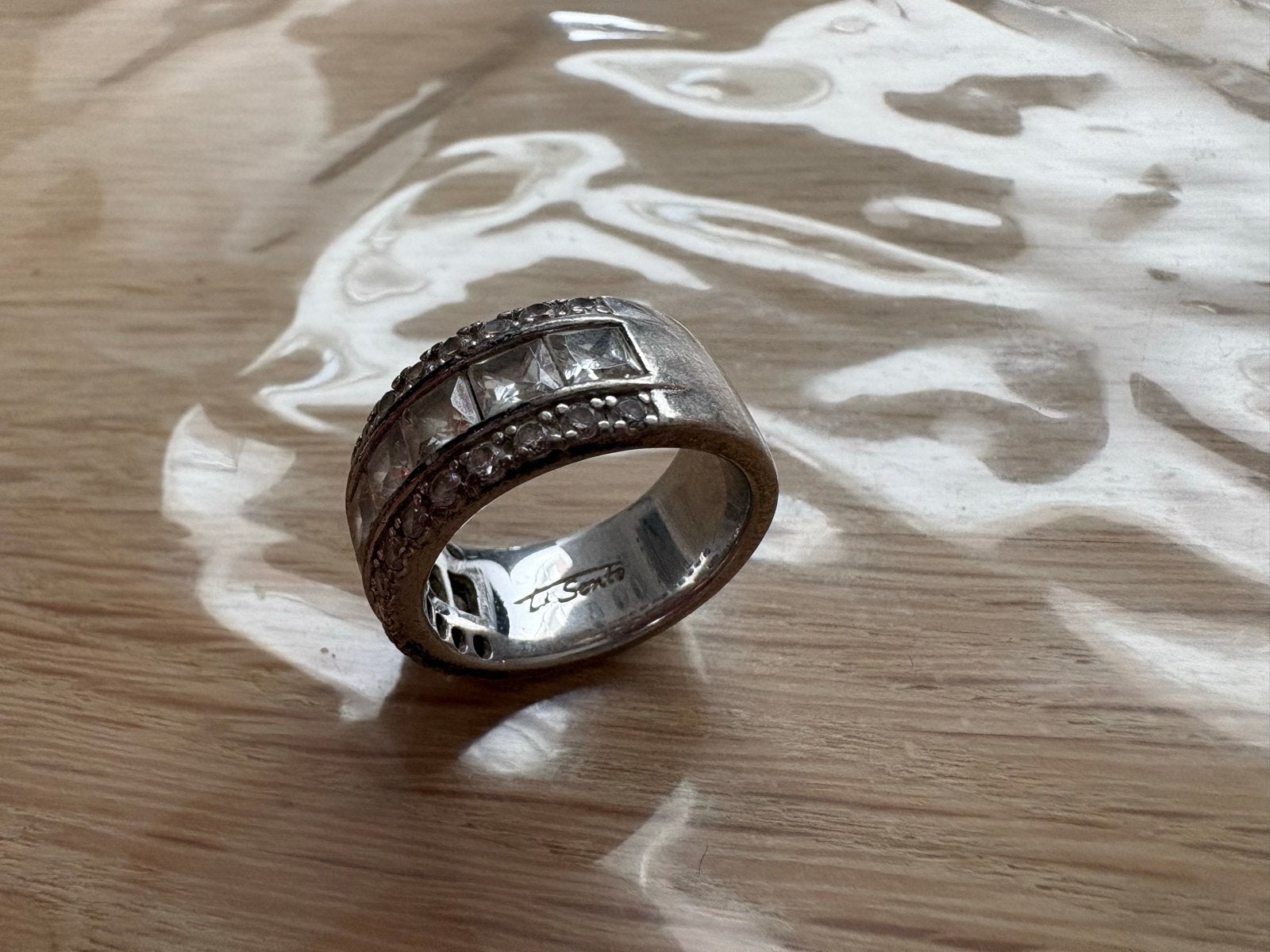 TI SENTO Milano 925 zilveren brede ring met zirkonia–maat 58, Met kristal, Gebruikt, Ophalen of Verzenden, 17 tot 18