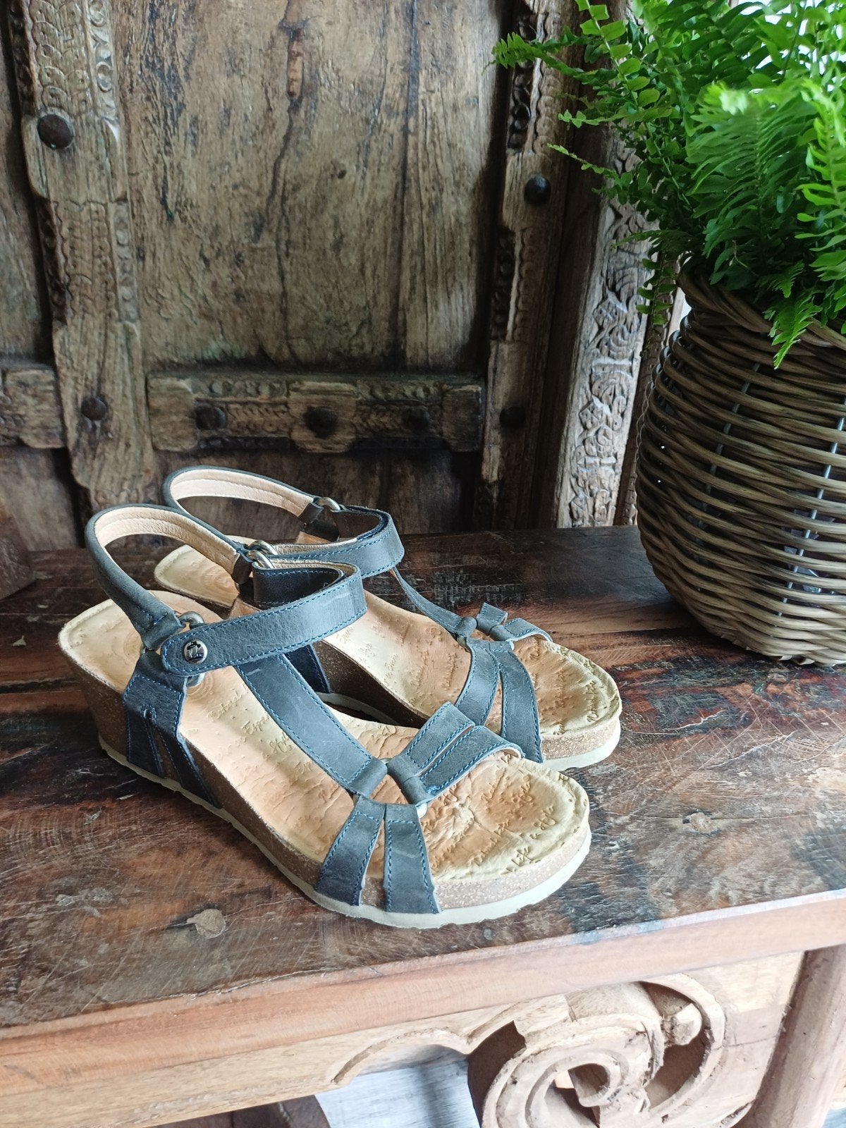 Panama Jack sandalen maat 39, grijs leer, sleehak, Zo goed als nieuw, Panama Jack, Grijs, Sandalen of Muiltjes