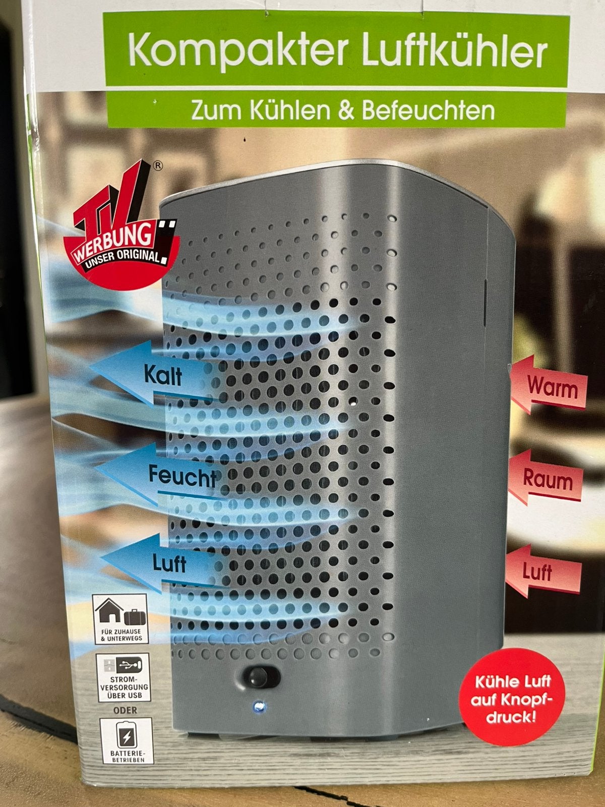 ZGAN Easymaxx draagbare compacte luchtkoeler en bevochtiger, Witgoed en Apparatuur, Airco's, Tafel- of Grondventilator, Minder dan 60 m³