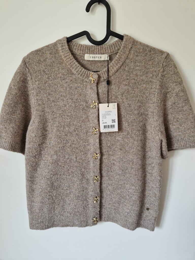 Costes Cardigan met korte mouwen en gouden knopen, Beige, Nieuw, Ophalen of Verzenden, Costes