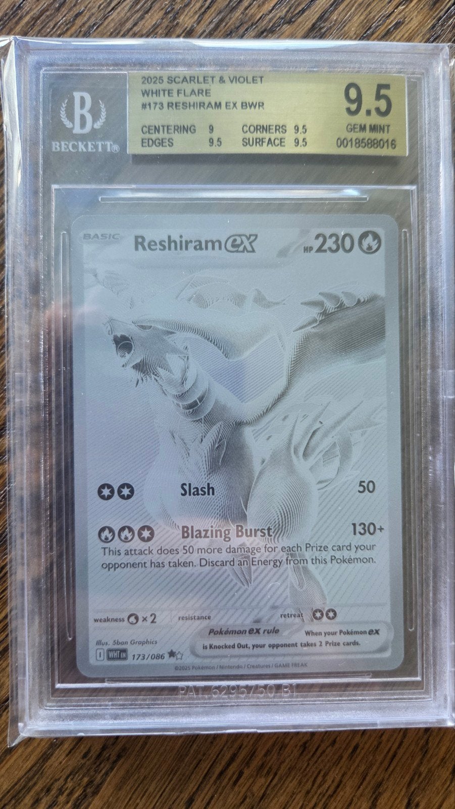 Pokémon Reshiram EX BWR #173 PSA 9.5 Gem Mint, Ophalen of Verzenden, Zo goed als nieuw, Losse kaart