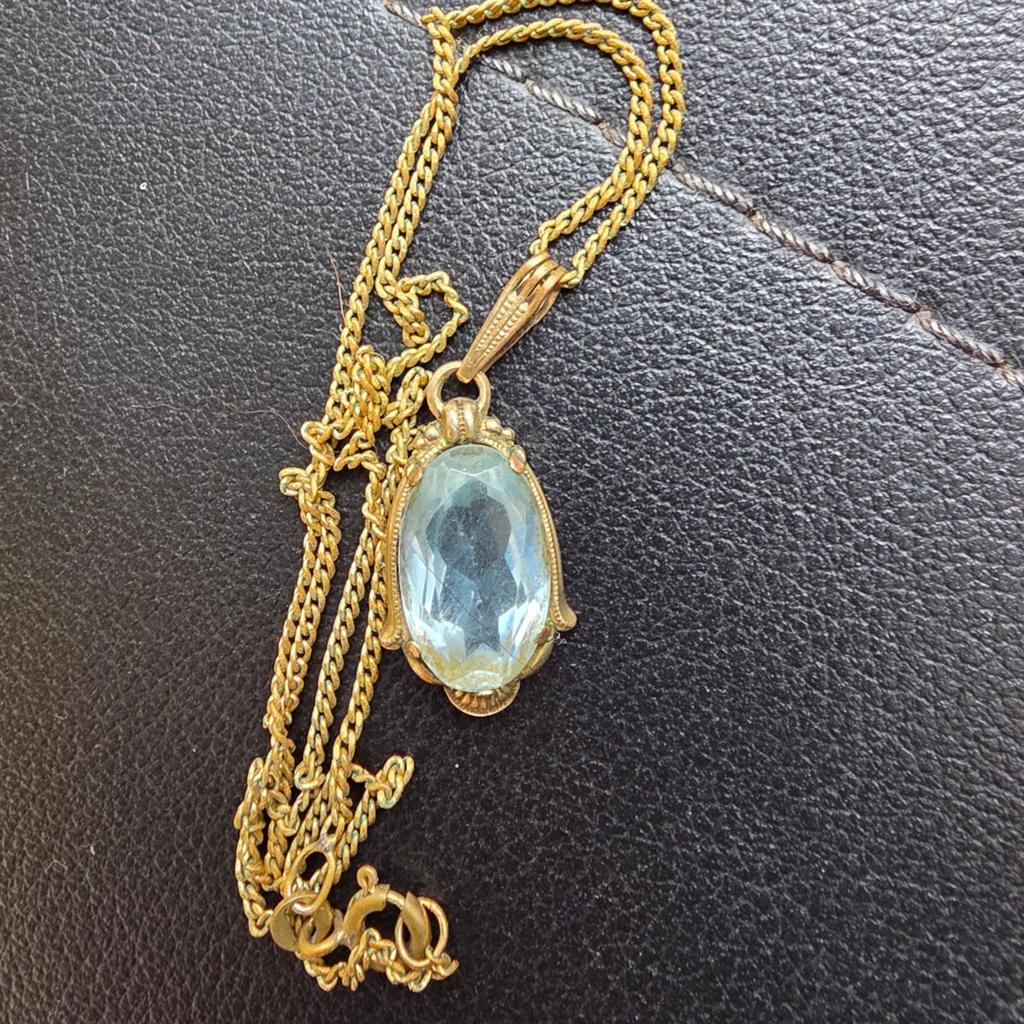 Vintage art deco hanger topaas, Ophalen of Verzenden, Zo goed als nieuw, Goud, Zilver