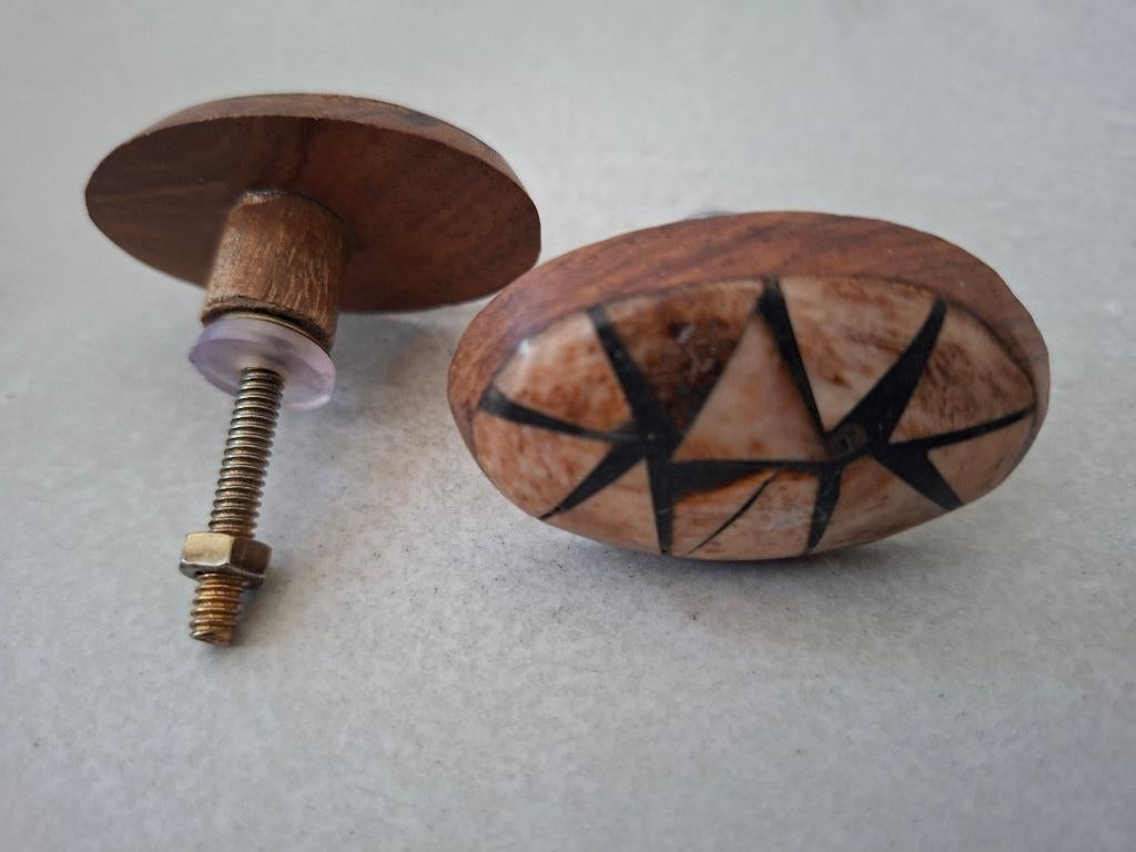 Houten kastknoppen marmer look, Ophalen of Verzenden, Nieuw, IJzer, Overige typen