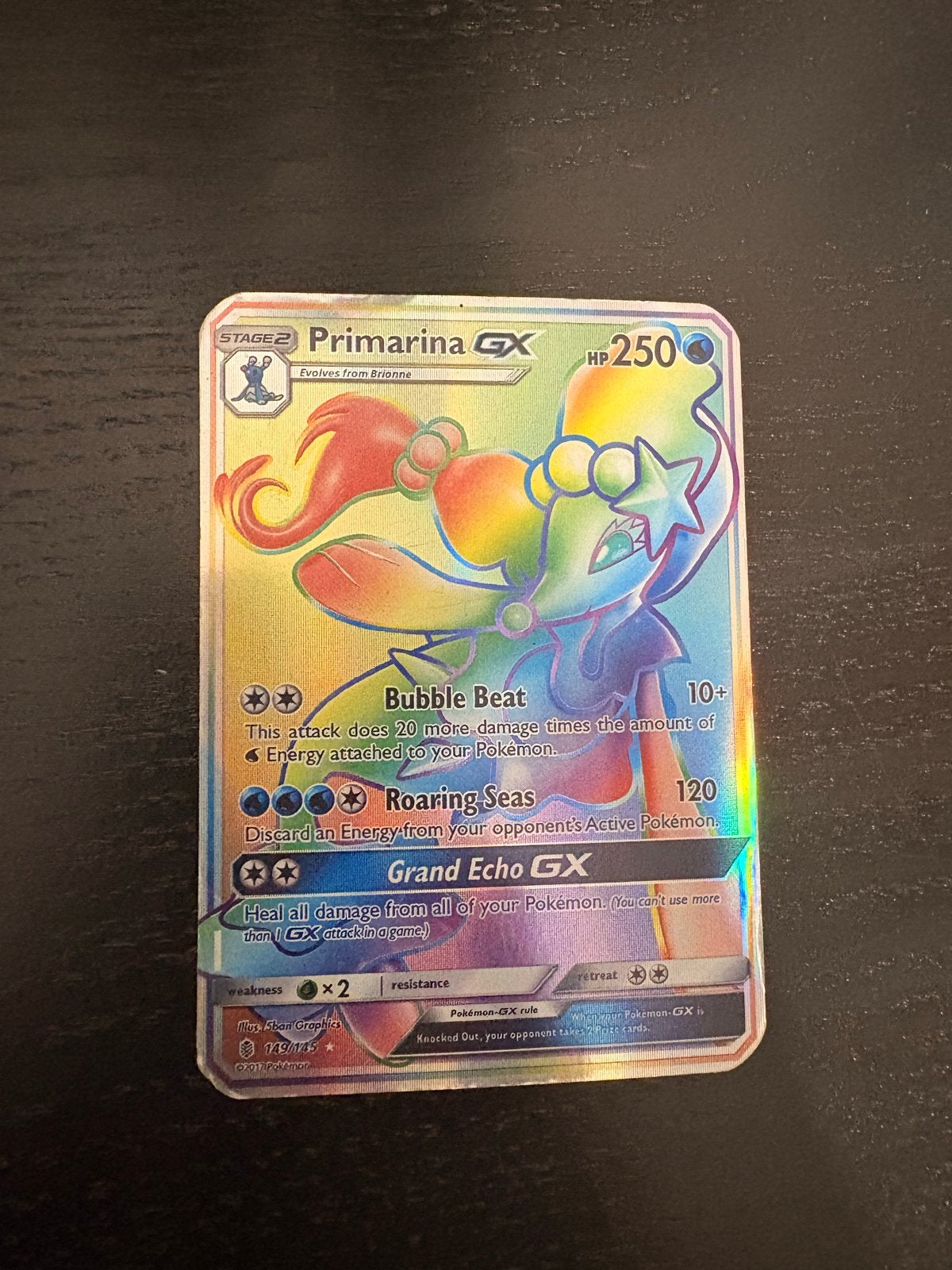 Pokemon Kaart Primarina GX Rainbow Rare, Verzenden, Gebruikt, Losse kaart, Foil