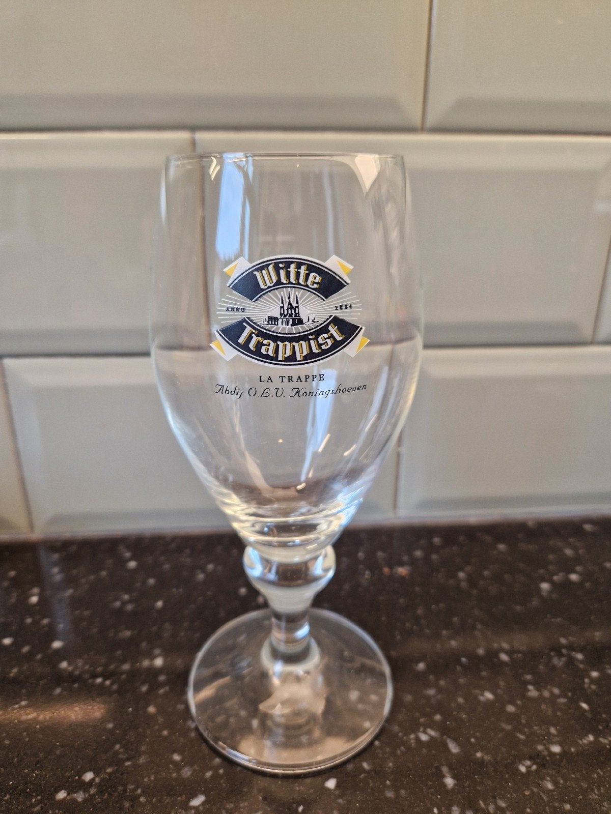 La Trappe Witte Trappist bierglas, Ophalen of Verzenden, Zo goed als nieuw, Glas of Glazen, La Trappe