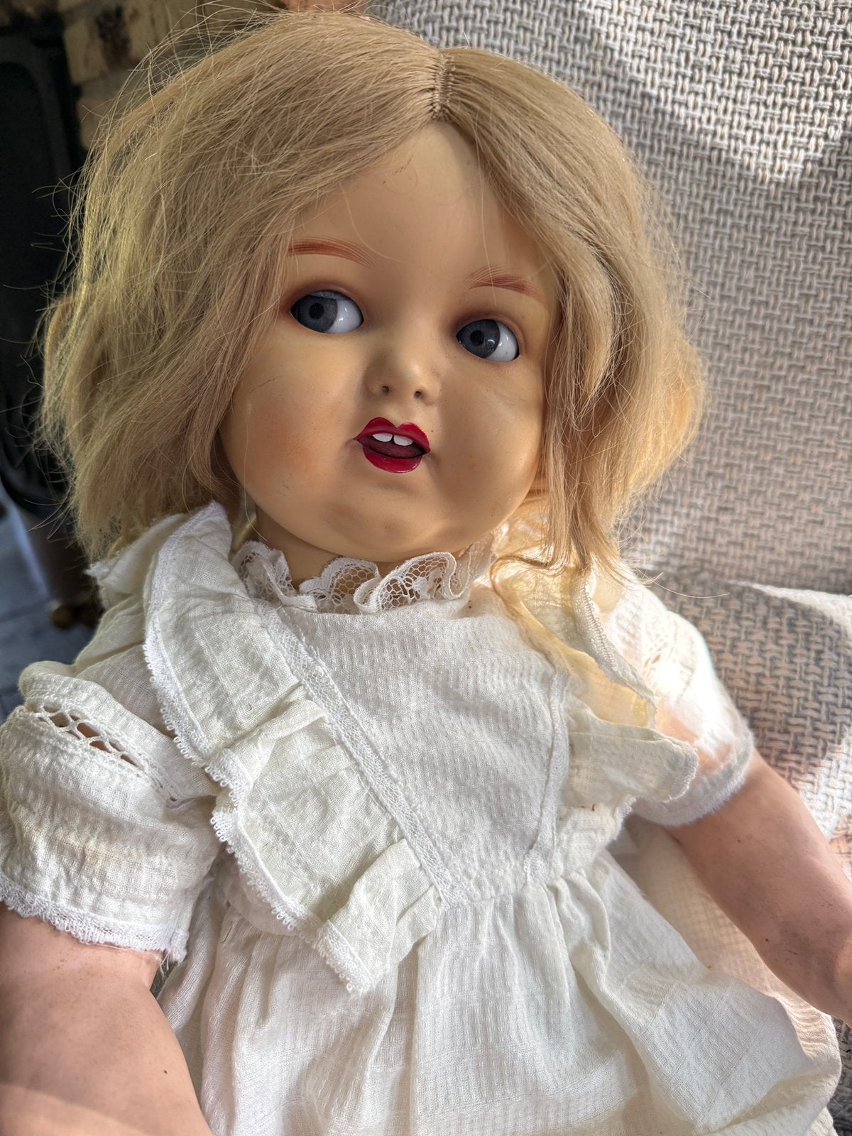 # Lieve grote antieke pop # koopje #, Ophalen of Verzenden