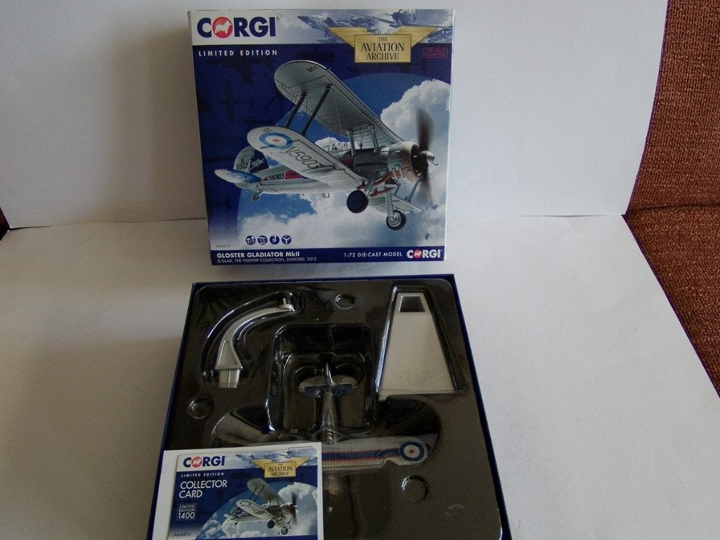 Corgi the Aviation Archive Gloster Gladiator MkII in doos, Ophalen of Verzenden, Zo goed als nieuw, Schaalmodel