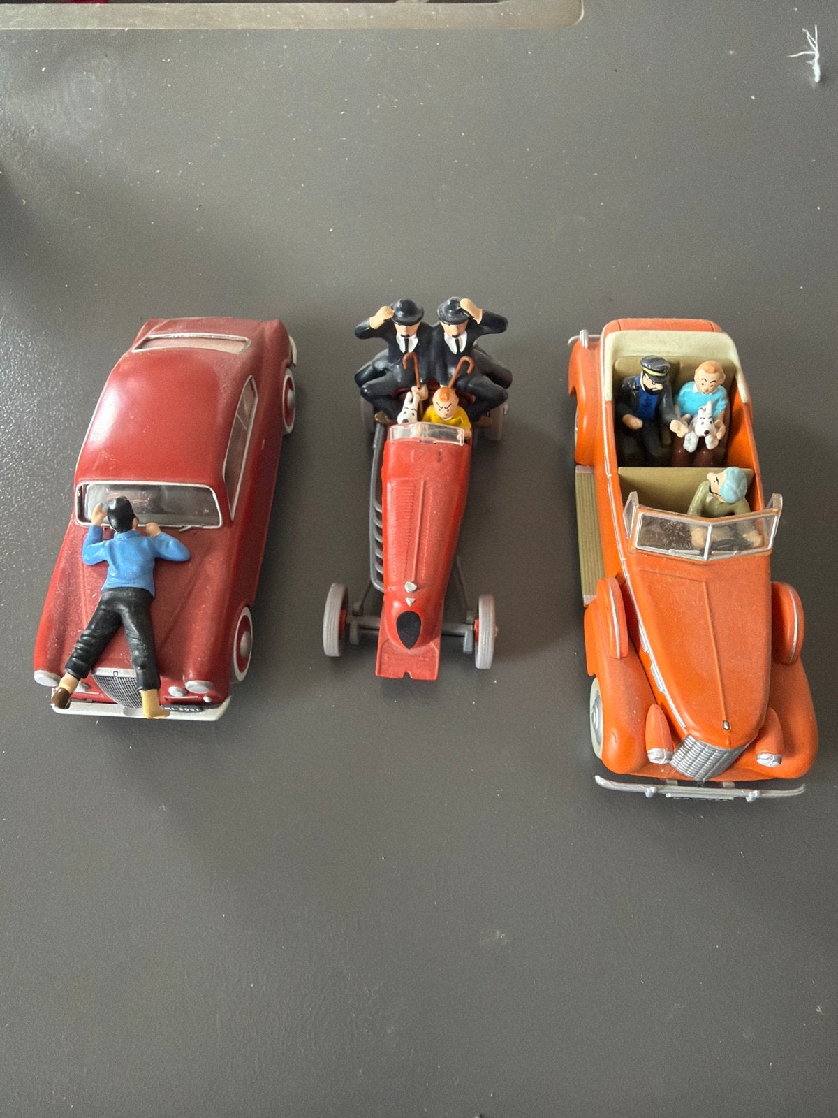 Set van 3 Kuifje auto's met figuren - Vintage verzamelobject, Ophalen of Verzenden, Zo goed als nieuw