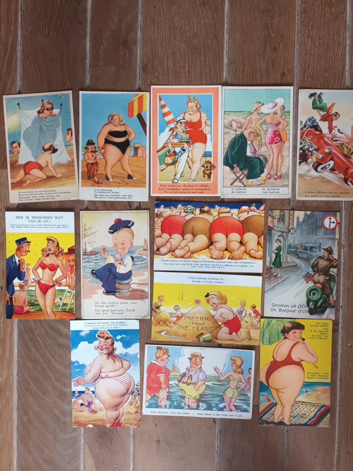 Humor, o.a dikke dames vakantie kaarten Jr. 50, Verzamelen, Ophalen of Verzenden, Overige thema's