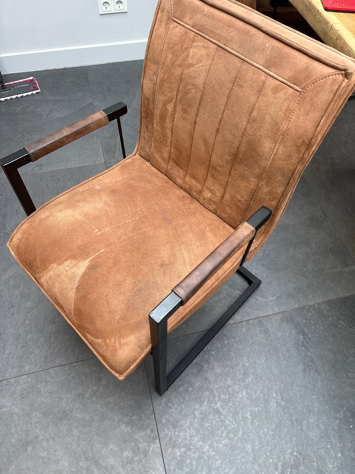 6 stoelen - Comfortabele eetkamerstoelen, Ophalen, Gebruikt, Bruin, Metaal