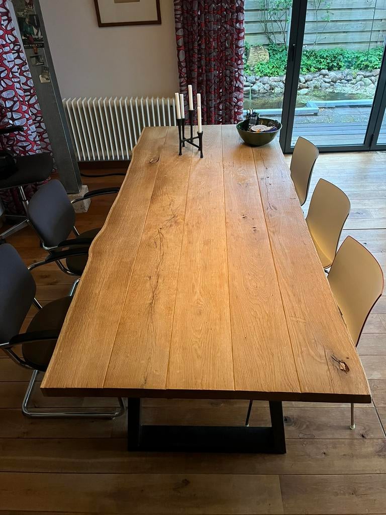 Zware eettafel, Huis en Inrichting, Tafels | Eettafels, Ophalen, Gebruikt, 100 tot 150 cm, 200 cm of meer