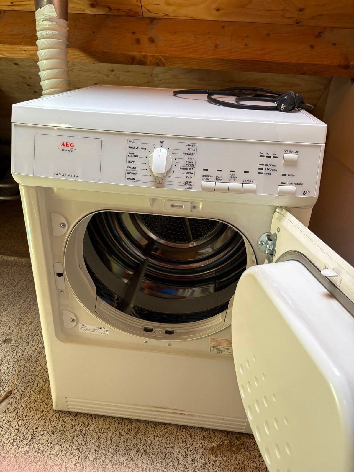AEG Lavatherm wasdroger - 6 kg inhoud, Ophalen, Gebruikt, Luchtafvoer, 4 tot 6 kg