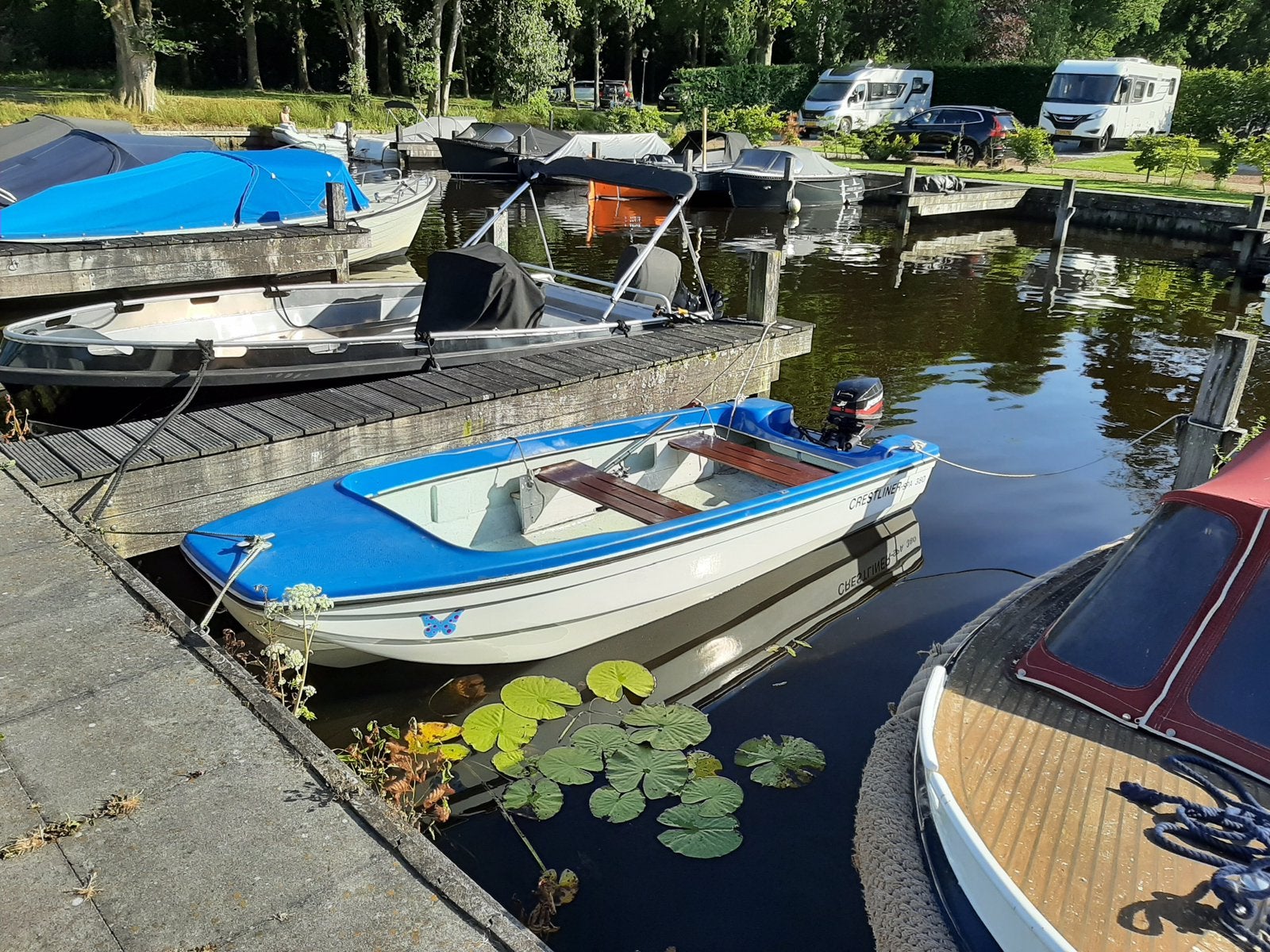 Polyester motorboot / Visboot Crestliner spa 380, Visboot, Ophalen, Benzine, Trailer