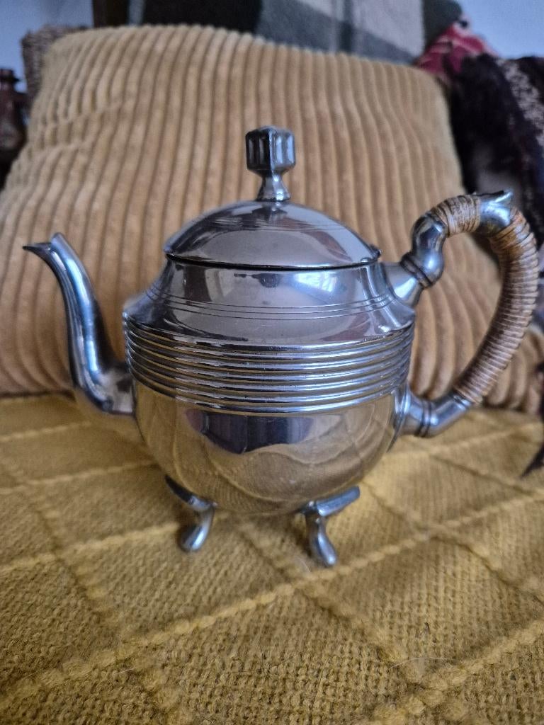 Vintage 2 verzilverde chocolade-/koffiepotjes Art Deco, Verzenden