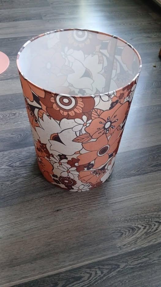 Lampenkap met bloemenprint (oranje/bruin), 25 cm, Rond, Ophalen of Verzenden, Zo goed als nieuw
