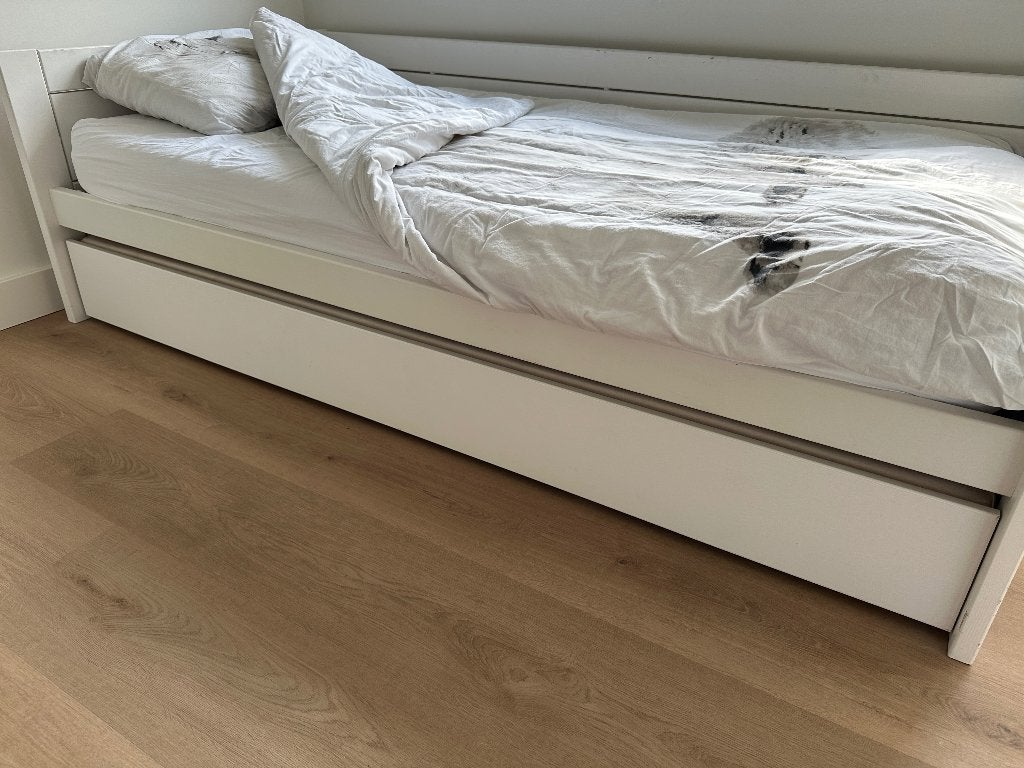 Prachtig Lifetime uitschuifbed, wit, incl matras (90 x 200), Ophalen, 90 cm, Eenpersoons, Wit