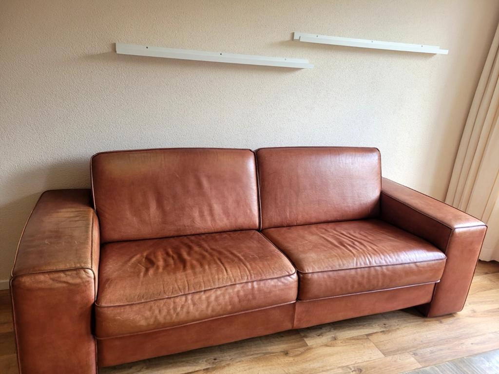 Bank 2,2 zits bruin, Ophalen, Tweepersoons, 75 tot 100 cm, Zo goed als nieuw