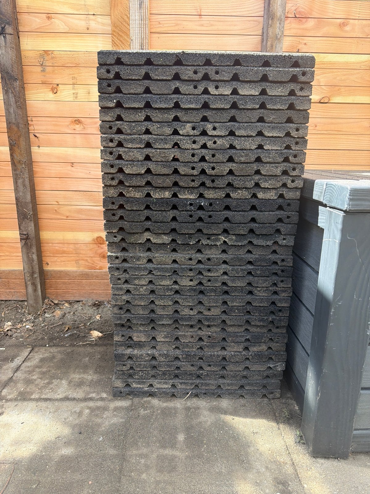 31 Rubber tuin tegels 49,5 x 49,5 cm, Tuin en Terras, Ophalen, Gebruikt, Rubber, Terrastegels