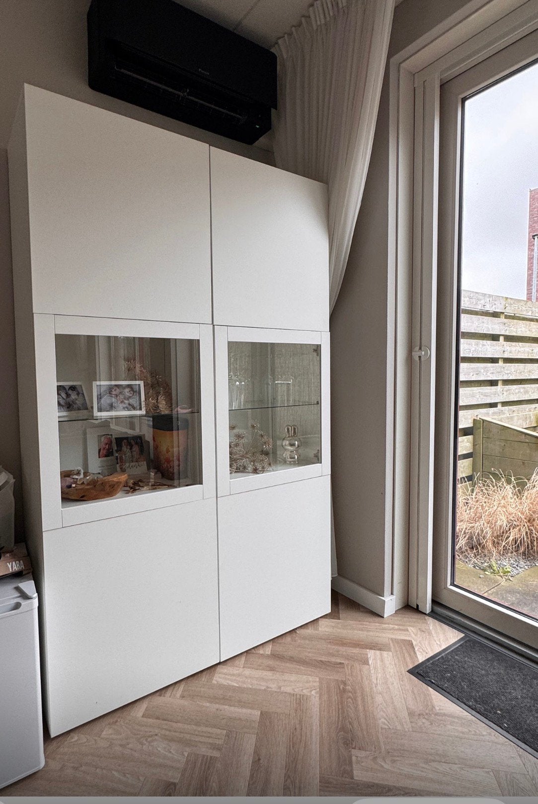 Vitrine kast, Huis en Inrichting, Kasten | Vitrinekasten, Ophalen, 50 tot 100 cm, Zo goed als nieuw, 150 tot 200 cm