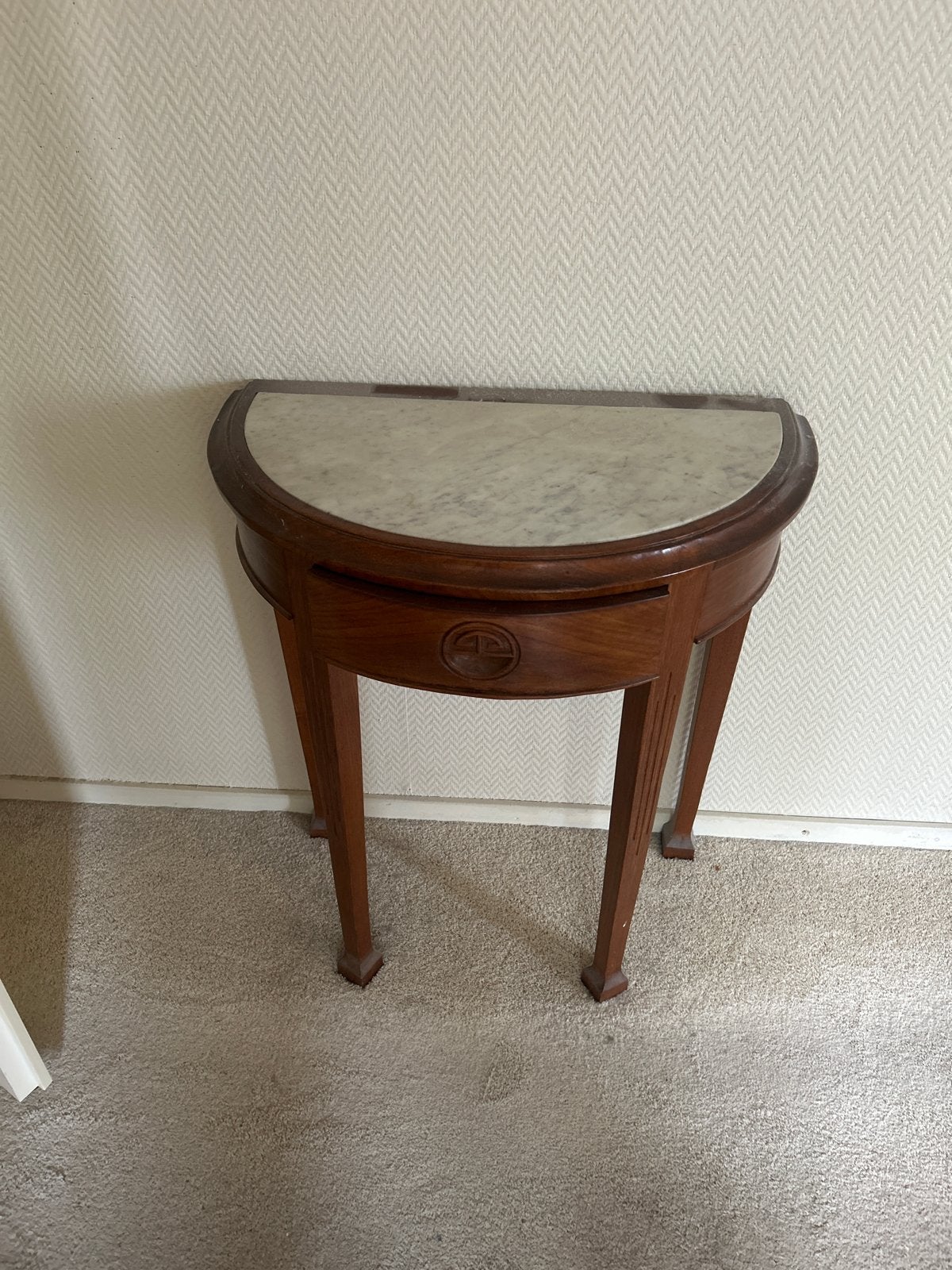 Halfronde Console Tafel met Marmeren Blad, Ophalen of Verzenden