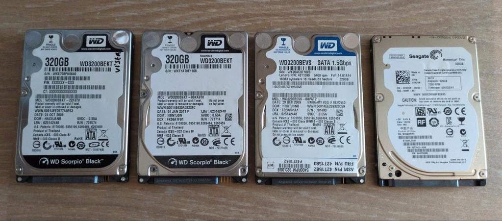 2.5" WD Scorpio Black 320GB HDD en Seagate 320GB HDD, Computers en Software, Harde schijven, Ophalen, Intern, 320GB, Laptop